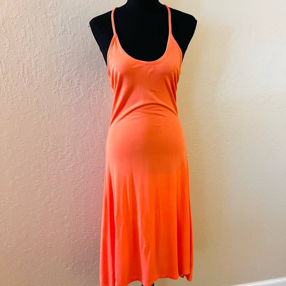 Elegant Orange Sleeveless Dress